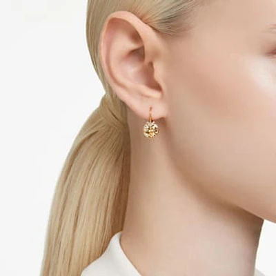 Bella V drop earrings, Round cut, Gold tone, Gold-tone plated by SWAROVSKI