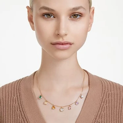 Stilla necklace, Mixed cuts, Multicolored, Gold-tone plated by SWAROVSKI