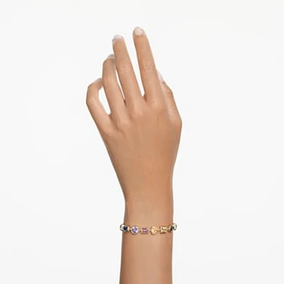 Stilla Tennis bracelet, Mixed cuts, Multicolored, Gold-tone plated by SWAROVSKI