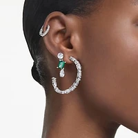 Mesmera drop earrings, Mixed cuts, Green, Rhodium plated by SWAROVSKI