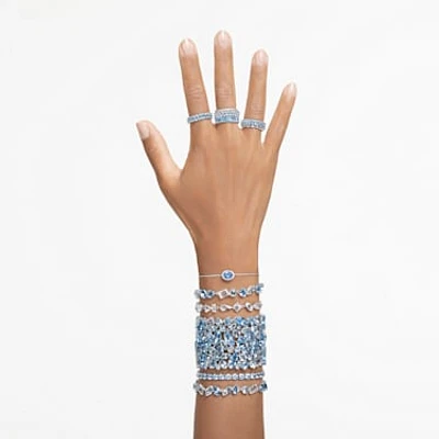 Gema bracelet, Mixed cuts, Blue, Rhodium plated by SWAROVSKI