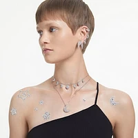 Luna pendant, Moon, White, Rhodium plated by SWAROVSKI