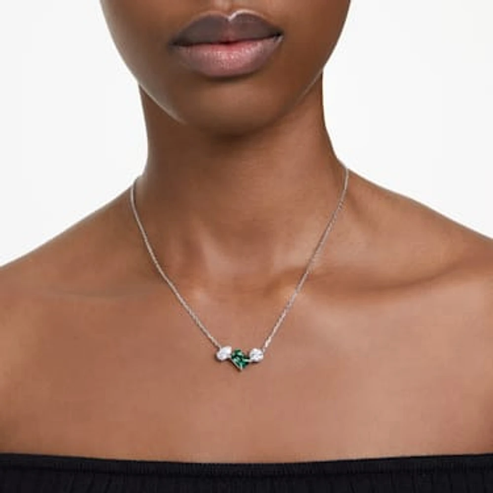 Mesmera pendant, Mixed cuts, Green, Rhodium plated by SWAROVSKI