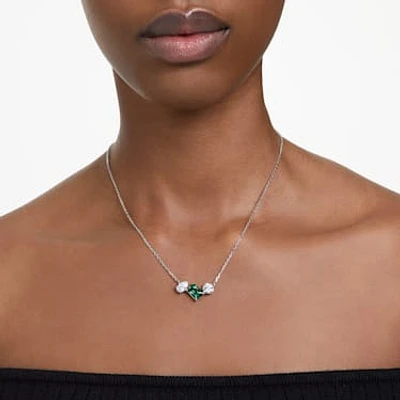 Mesmera pendant, Mixed cuts, Green, Rhodium plated by SWAROVSKI