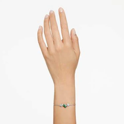 Mesmera bracelet, Mixed cuts, Green, Rhodium plated by SWAROVSKI