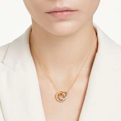 Dextera pendant, Interlocking loop, White, Gold-tone plated by SWAROVSKI
