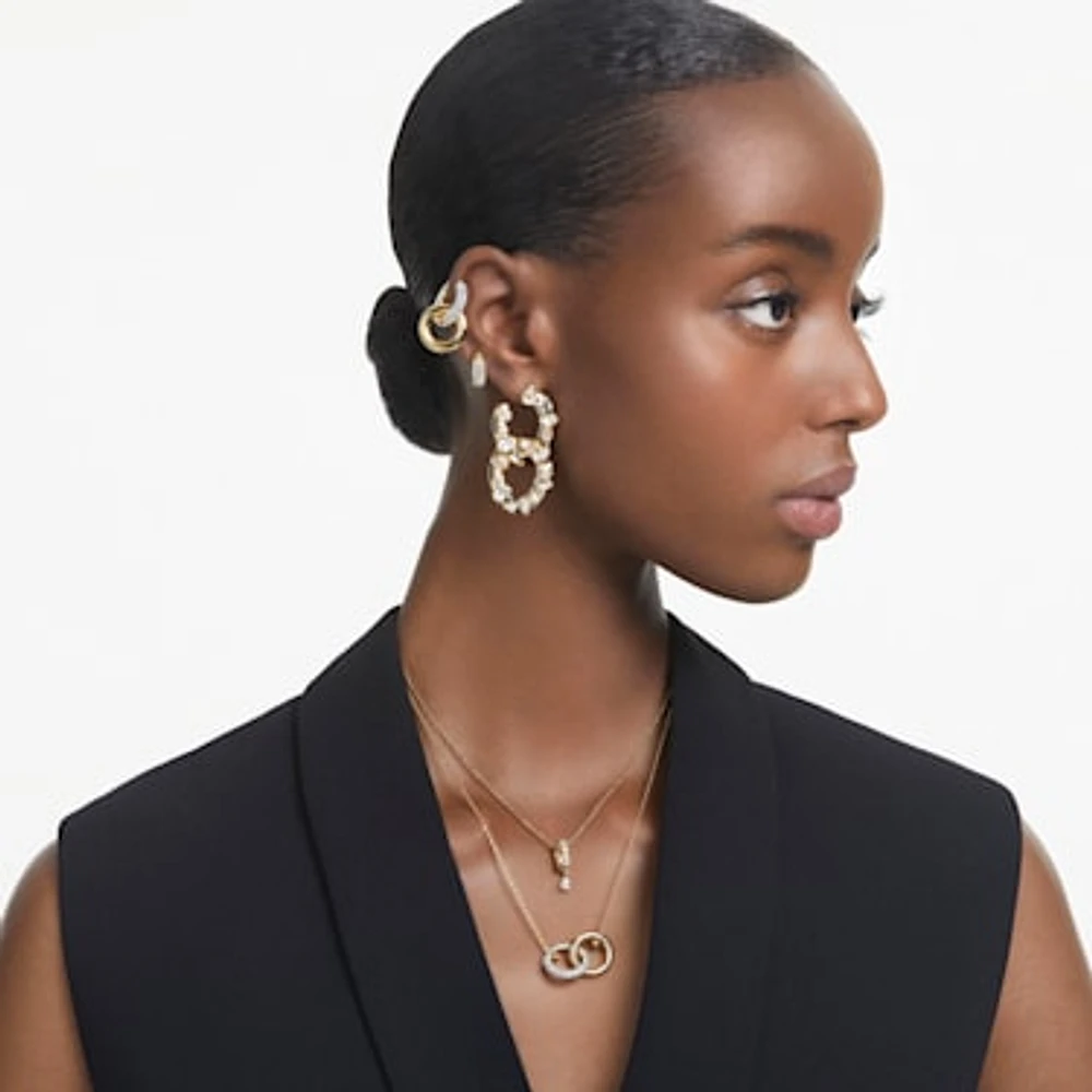 Dextera pendant, Interlocking loop, White, Gold-tone plated by SWAROVSKI