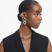 Dextera pendant, Interlocking loop, White, Gold-tone plated by SWAROVSKI