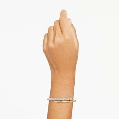 Dextera bangle, Magnetic closure, White, Gold-tone plated by SWAROVSKI