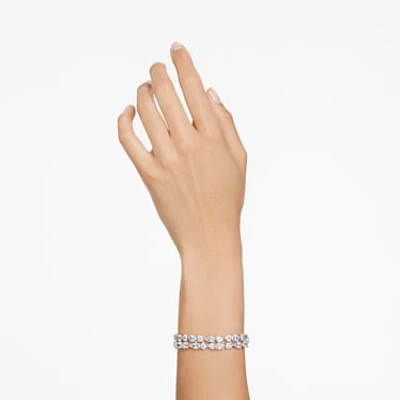 Mesmera bracelet, Mixed cuts, White, Rhodium plated by SWAROVSKI