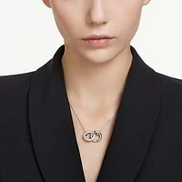 Dextera pendant, Interlocking loop, White, Rhodium plated by SWAROVSKI