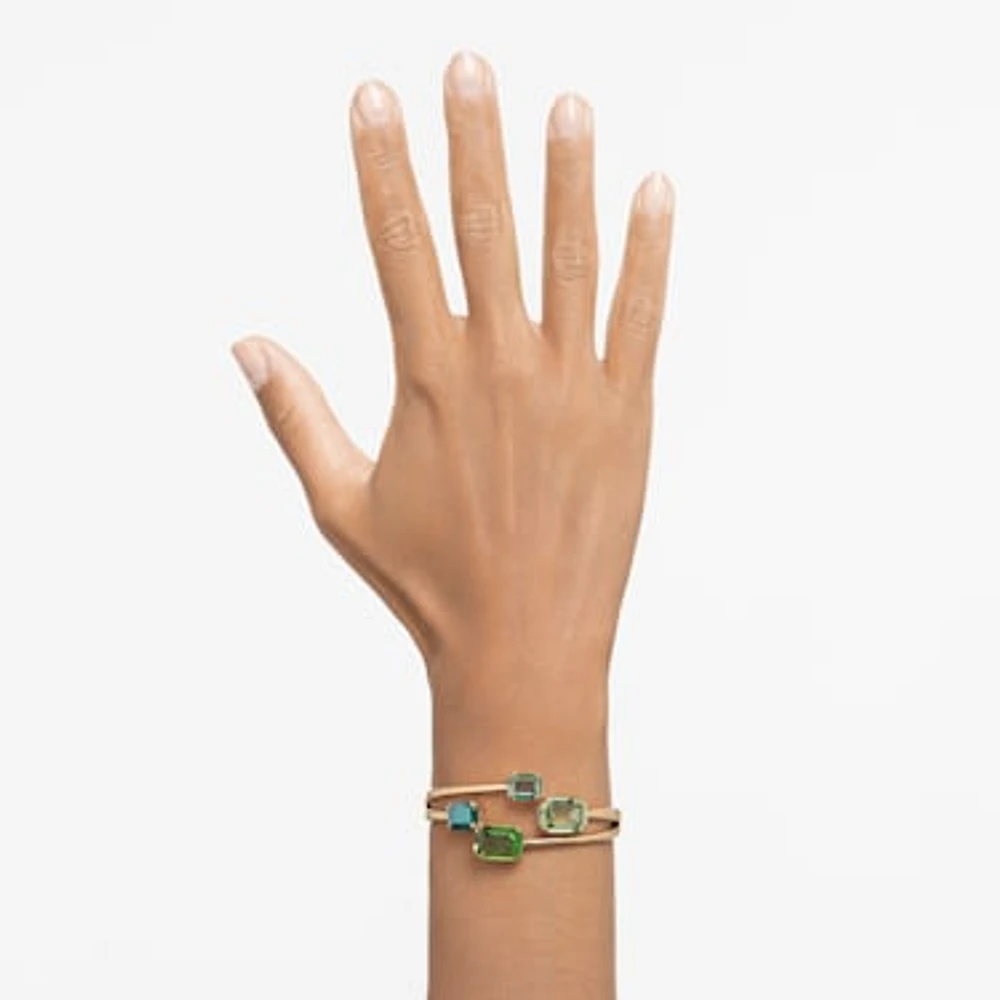Millenia bangle, Octagon cut, Green, Gold-tone plated by SWAROVSKI