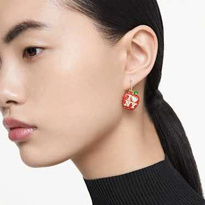 I LOVE NY drop earrings, Red, Gold-tone plated by SWAROVSKI