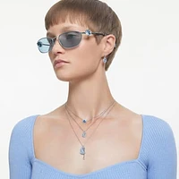 Constella necklace, Oval cut, Blue, Rhodium plated by SWAROVSKI