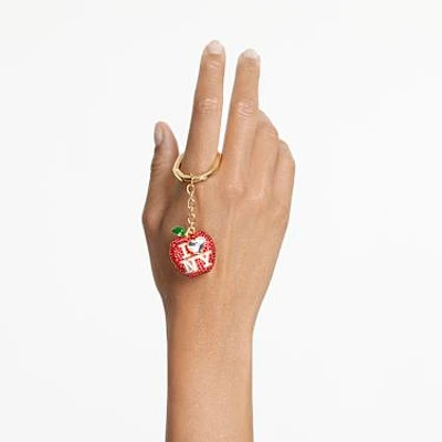 I LOVE NY key ring, Red, Gold-tone plated by SWAROVSKI