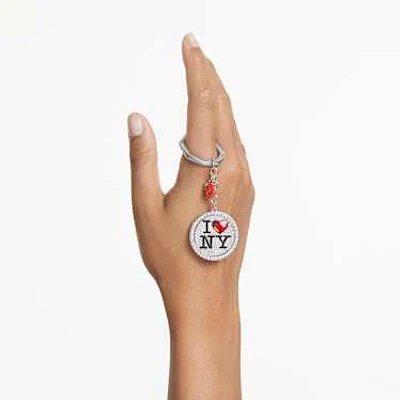 I LOVE NY key ring, Red, Rhodium plated by SWAROVSKI