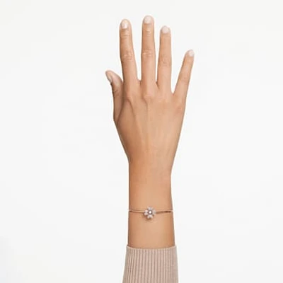 Idyllia bracelet, Clover, White, Rose gold-tone plated by SWAROVSKI