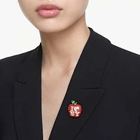 I LOVE NY tack pin, Red, Gold-tone plated by SWAROVSKI