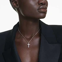 Insigne pendant, Pavé, Cross, White, Rhodium plated by SWAROVSKI