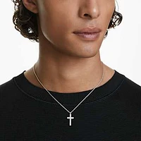 Insigne pendant, Pavé, Cross, White, Rhodium plated by SWAROVSKI