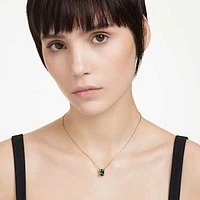Matrix pendant, Rectangular cut, Green, Gold-tone plated by SWAROVSKI