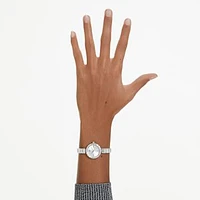 Matrix bangle watch, Swiss Made, Crystal bracelet, White, Stainless Steel by SWAROVSKI