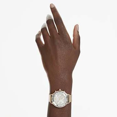 Nova chrono watch, Swiss Made, Metal bracelet, Gold tone, Champagne gold-tone finish by SWAROVSKI