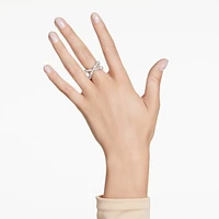 Hyperbola ring, Infinity, White, Silver-tone finish by SWAROVSKI