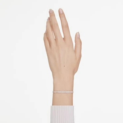 Matrix Tennis bracelet, Round cut, White, Rose gold-tone plated by SWAROVSKI