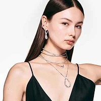 Hyperbola pendant, Mixed cuts, Infinity, White, Rhodium plated by SWAROVSKI