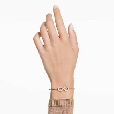 Hyperbola bangle, Infinity, White, Rose gold-tone plated by SWAROVSKI