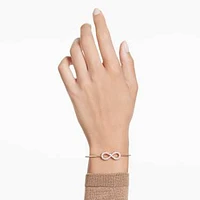 Hyperbola bangle, Infinity, White, Rose gold-tone plated by SWAROVSKI