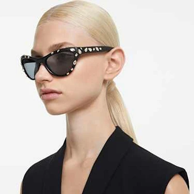 Sunglasses, Cat-eye shape, SK6007, Black by SWAROVSKI
