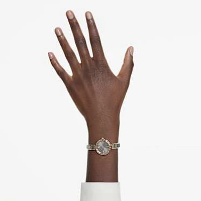 Matrix bangle watch, Swiss Made, Crystal bracelet, Gray, Rose gold-tone finish by SWAROVSKI
