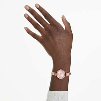 Matrix bangle watch, Swiss Made, Crystal bracelet, Pink, Rose gold-tone finish by SWAROVSKI