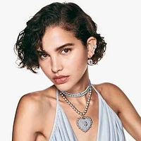 Hyperbola drop earrings, Heart, Blue, Rhodium plated by SWAROVSKI