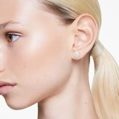 Meteora stud earrings, White, Gold-tone plated by SWAROVSKI