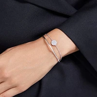 Meteora bangle, White, Rhodium plated by SWAROVSKI