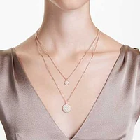 Meteora layered pendant, White, Rose gold-tone plated by SWAROVSKI