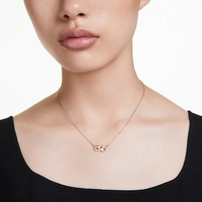 Hyperbola pendant, Pavé, Infinity, White, Rose gold-tone plated by SWAROVSKI