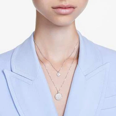 Meteora layered pendant, White, Rhodium plated by SWAROVSKI