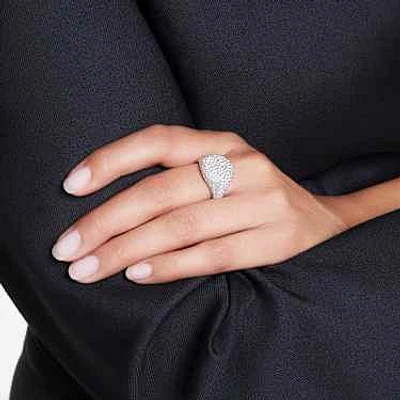 Meteora cocktail ring, White, Rhodium plated by SWAROVSKI