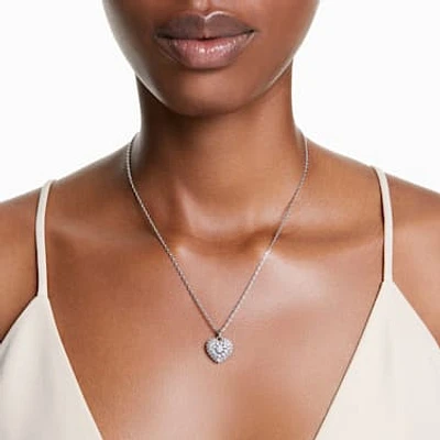 Hyperbola pendant, Heart, White, Rhodium plated by SWAROVSKI