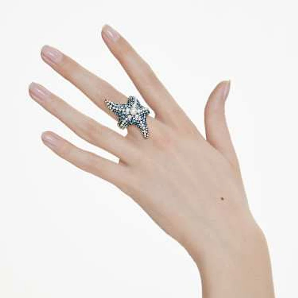 Idyllia cocktail ring, Crystal pearls, Starfish, Multicolored, Gold-tone plated by SWAROVSKI