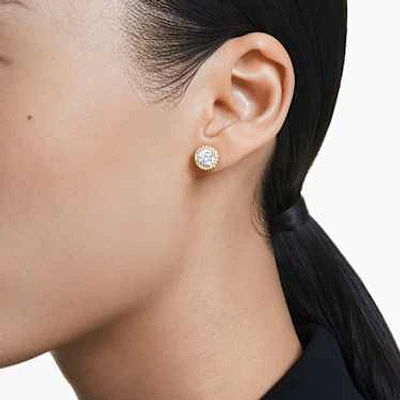 Una Angelic stud earrings, Round cut, Gold tone, Gold-tone plated by SWAROVSKI