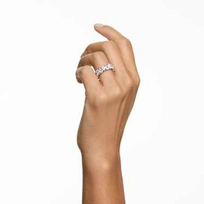 Matrix Vittore ring, Pear cut, White, Silver-tone finish by SWAROVSKI