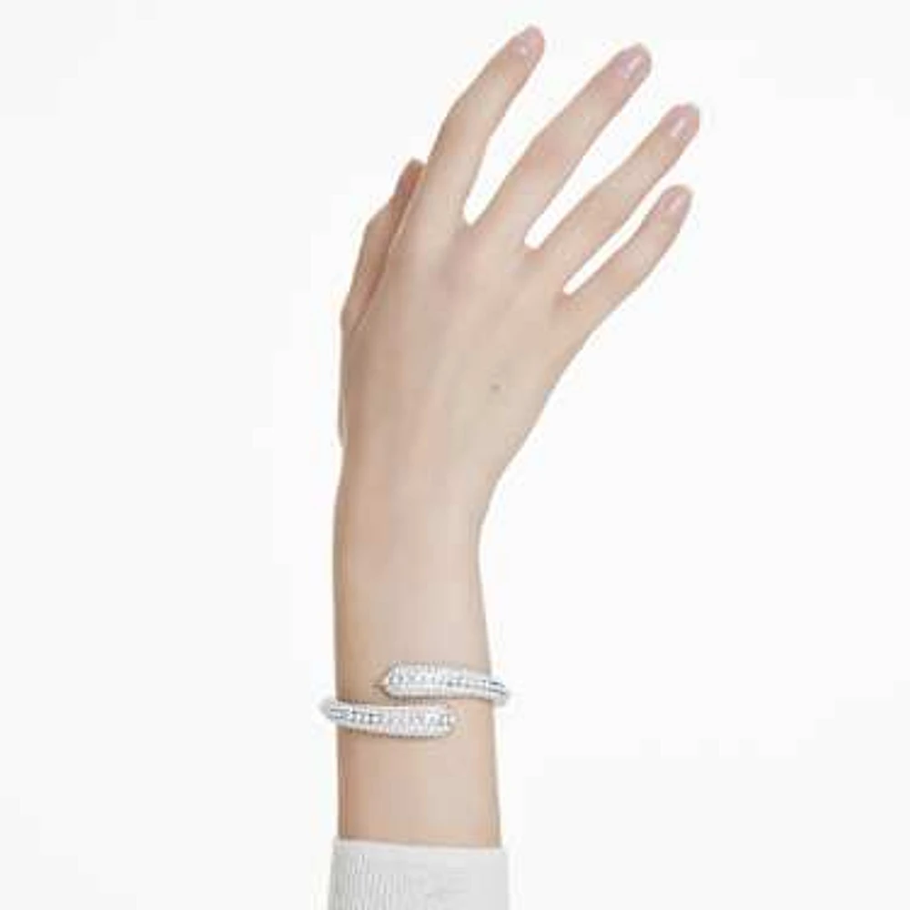 Sublima cuff, Crystal pearl, Round cut, White, Rhodium plated by SWAROVSKI
