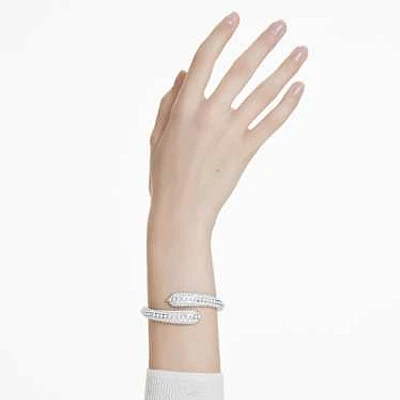 Sublima cuff, Crystal pearl, Round cut, White, Rhodium plated by SWAROVSKI
