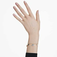 Symbolica bracelet, Crystal pearl, Clover, evil eye and horseshoe, Blue, Gold-tone plated by SWAROVSKI