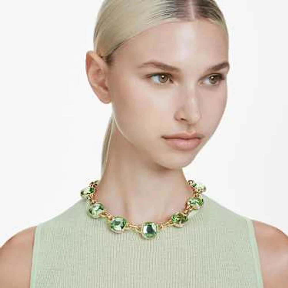 Chroma Tennis necklace, Cushion cut, Multicolored, Gold-tone plated by SWAROVSKI